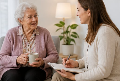 Occupational therapist consulting with a client at home